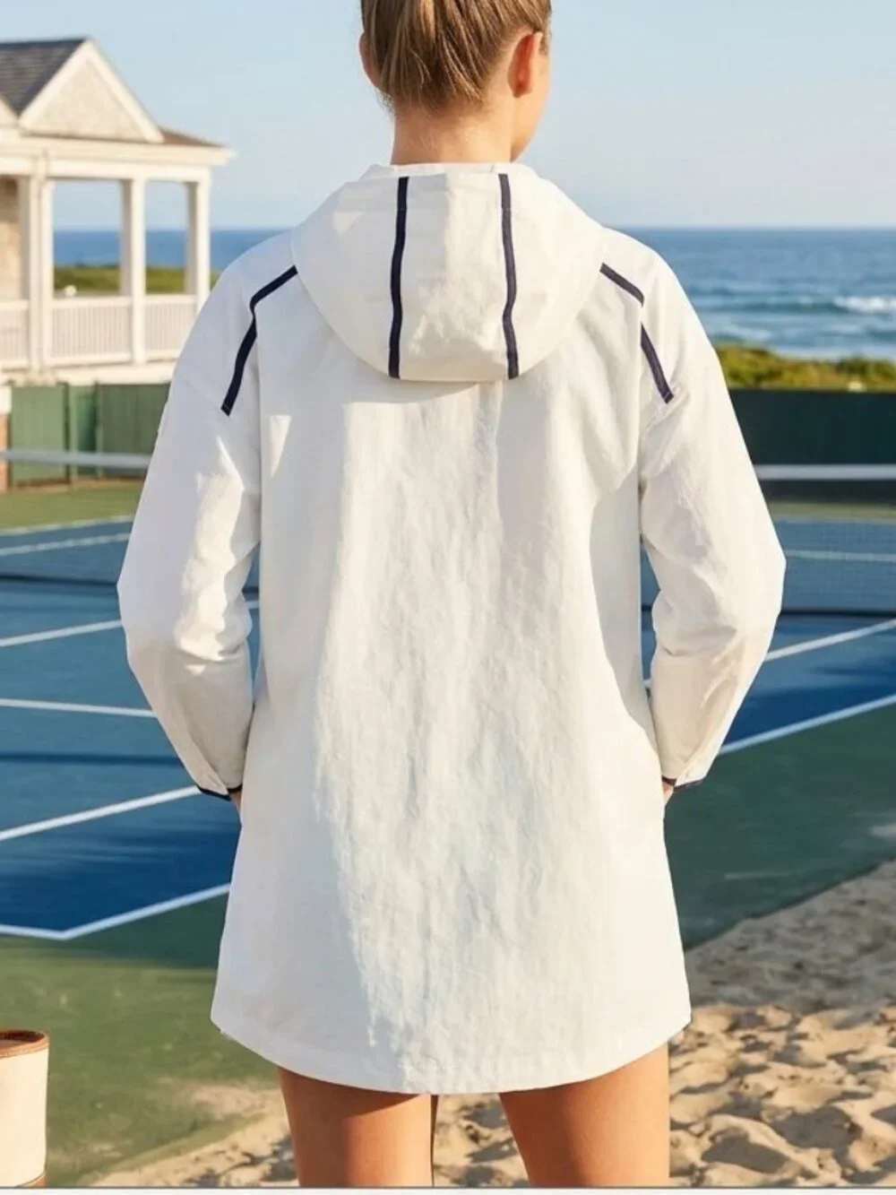 Tuckernuck Tnuck Sport White Navy Water Repellant Nantucket Anorak Jacket, XL - Picture 2 of 13